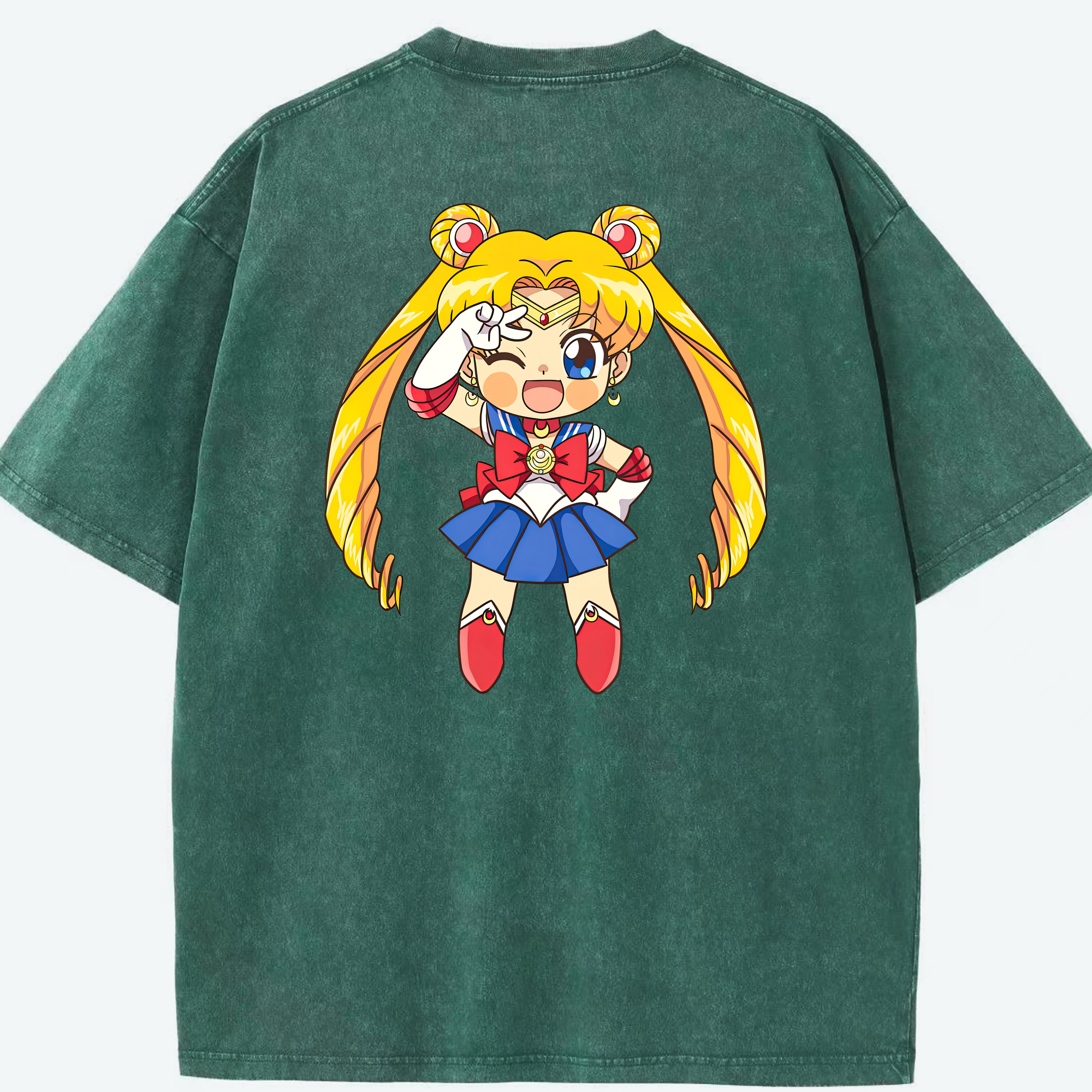 （画像用） 美少女戦士セーラームーン 月野 うさぎ つきの うさぎ Sailor Moon Tsukino Usagi 綿100% ヴィンテージ風 半袖Tシャツ（背面プリント）